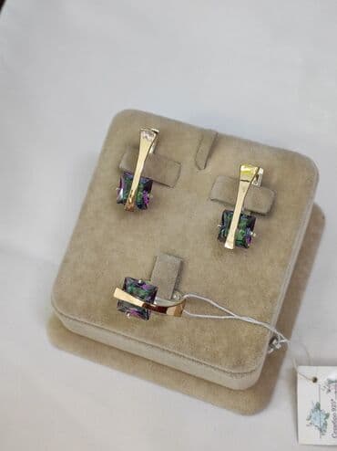 свадебные наборы ручной: Серебряный комплект с камнями Мистик Серебро напыление золото 925 — 2