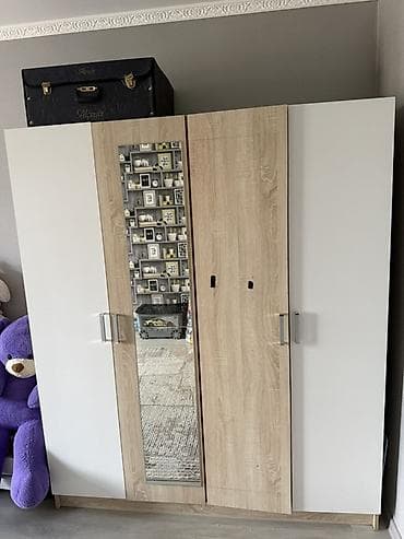 двухспалка бу: Спальный гарнитур, Б/у, Двуспальная кровать, Двухъярусная кровать, Шкаф, Белоруссия, ДСП, Самовывоз, цвет - Белый — 1