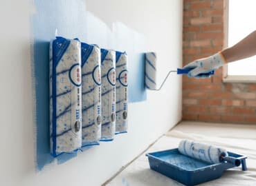 набор ключ ролф: Набор малярных валиков с синим узором. Валики предназначены для — 1