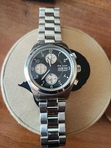 купить серебро: Наручные часы OKAMI Chronograph - Тип: кварцевые часы с хронографом - — 1