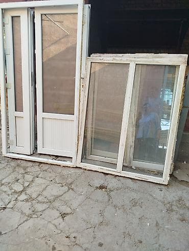 Дом и сад: Окна пластиковые б/у количество 9 шт и одна дверь двухстворчатая — 2