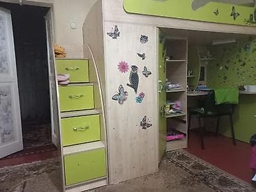 Двухъярусная детская кровать, ЛДСП, цвет - Зеленый