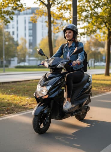 Электроскутер (черный, спортивный дизайн) - Электропривод: зарядка от