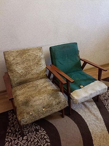 Тумбы и подставки: Два кресла с накидками. Б/у. Состояние как на фото. Самовывоз из мкр — 2