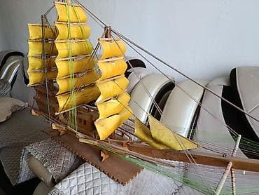 парусник: Большая декоративная модель парусного корабля ручной работы. - — 1