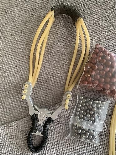 рогатка для охоты: Металическая рогатка Комплект: Сама рукоять 200шт пули из глины 100шт — 3