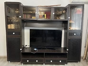 стенка тумба под телевизор: Стенка-шкаф, Тип стенки-шкафа: Горка, Для зала, Особенности: С отделением под телевизор — 2