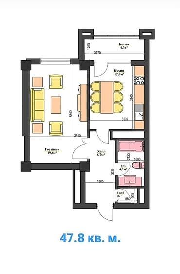 104 кв: Сдан, Элитка, 1 комната, 48 м² — 2