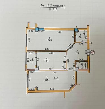 г шопоков квартиры: 2 комнаты, 80 м², ТЭЦ Элитка, 7 этаж, Евроремонт — 7