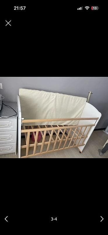 детский койноктор: Балдар үчүн кошумча коюлган керебет, Дөңгөлөктүү, түсү - Ак — 3