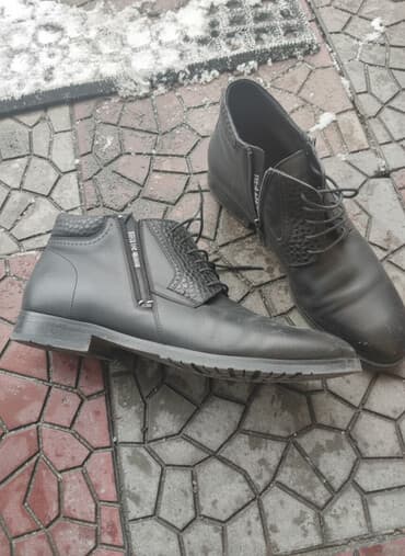 Мужские полуботинки/ботинки на шнуровке, черные. - Материал верха