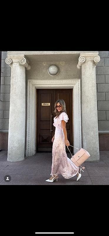 розовая женщина фото: Повседневное платье, Китай, Лето, Длинная модель, Атлас, На запах, M, S — 3