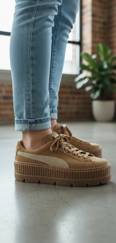 Кроссовки Puma платформенные - Цвет: карамельно‑коричневый верх