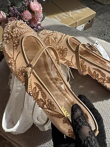 свадебные балетки: Туфли, 35, 36, 37, Zara, Новый, цвет - Белый, Бесплатная доставка — 9