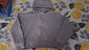 Серая толстовка на молнии с капюшоном - Классический однотонный серый