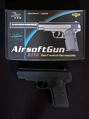 Автокреслолор: 🔫 Металлический игрушечный истолет Airsoftgun K17 с пульками 6 мм — 7
