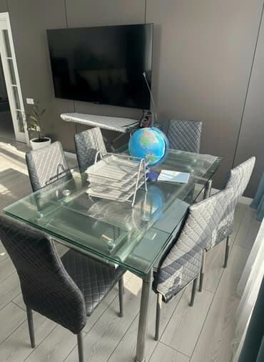 стол со стульями деревянный: Кухонный стол и стул, цвет - Серый — 1