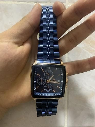 купить армейские часы: Мужские наручные часы с квадратным корпусом и синем металлическим — 2