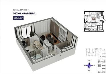 all group: 1 комната, 38 м², Элитка, 14 этаж, Готовая ПСО (под самоотделку) — 2