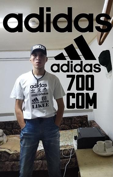кийим: Эркектердин футболкасы, Adidas, Жаңы, түсү - Ак, Өзү алып кетүү — 1