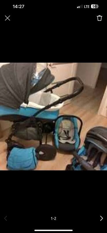 Коляска, цвет - Голубой, Б/у