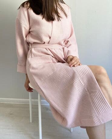 домашние халаты больших размеров: Халат, Вафельное полотно, XS, S, M — 24