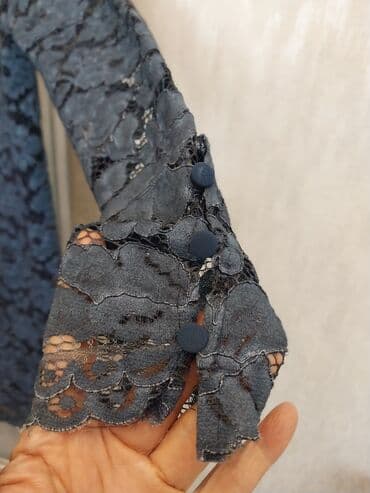 бархатное платье с открытыми плечами: Вечернее платье, А-силуэт, Короткая модель, С рукавами, Открытая спина, S — 7