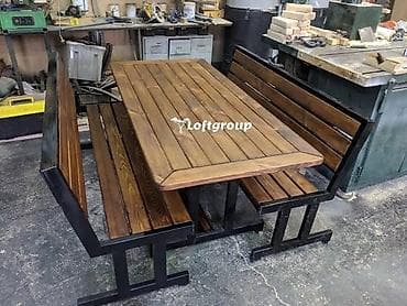 dinner table: Мебель в стиле лофт: столы, лавки, стулья и барные стулья на — 2