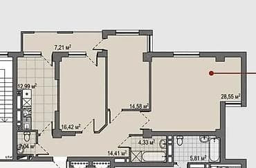 3 комнаты, 100 м², Элитка, 12 этаж, ПСО (под самоотделку) — 3