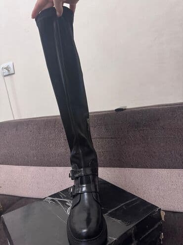 купить сапоги женские зимние кожаные италия: Высокие женские сапоги-ботфорты, черные 37р новые!! деми отдам за — 3