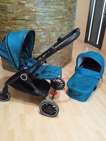коляска уоуо: Универсальная детская коляска 2-в-1, цвет бирюзовый. Особенности: - — 3