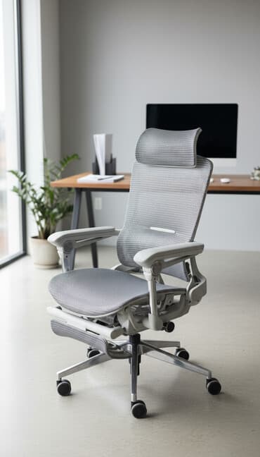 кресло в офис: Офисное кресло, С колесиками, цвет - Серый — 1