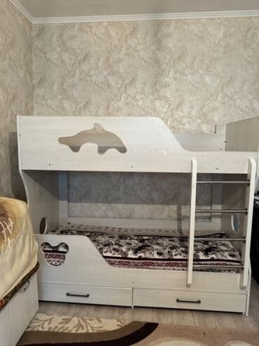 двухъярусные кровать бу: Балдар үчүн эки ярустуу, Колдонулган, Башка материал, түсү - Ак — 7