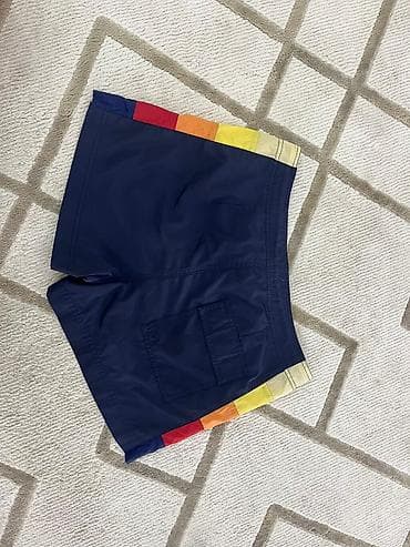 Шорты: Мужские плавательные шорты (бордшорты) синего цвета с контрастными — 3