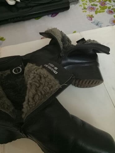 обувь для охоты: Полусапоги кожаные, зимние (натуральный мех) 38 размера — 5