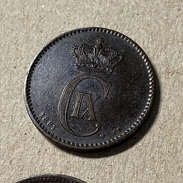 Монеты: Коллекционные монеты: Дания, 1881, 2 эре, бронза. Цена 500 сом; — 4