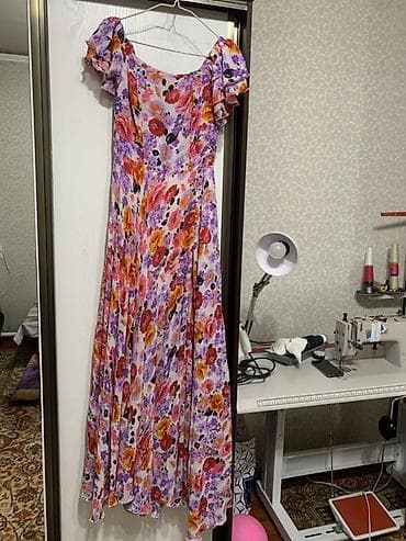 летние платье: Платье макси с открытыми плечами - Цвета: небесно‑голубой и — 6