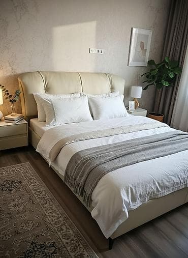 Двуспальная кровать, С мягким изголовьем, длина - 226 см