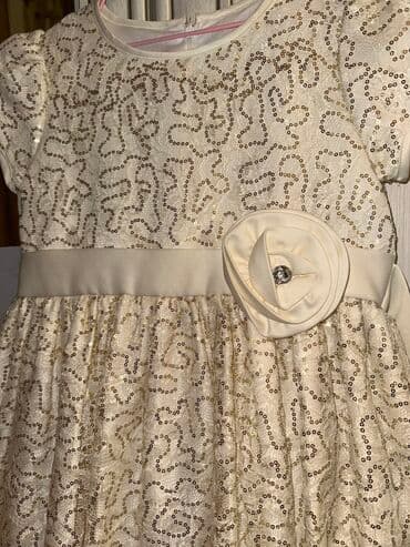 школьная форма 1 класс купить: Детское платье, цвет - Золотой, Б/у — 3