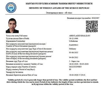 ds 160: Виза жасап беребиз Узбекистана в Кыргызстан Оформление e-visa и — 2