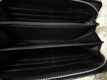 Очки: Черный мужской/унисекс клатч-кошелек из фактурной кожи - Материал — 2