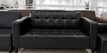 диван на офис: Офисный диван, Новый, цвет - Черный, Экокожа — 1