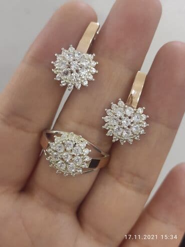 эксклюзивные свадебные пригласительные: Набор украшений, Проба 925, Женские, Новый — 2