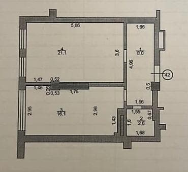 art square: 2 комнаты, 61 м², Элитка, 9 этаж, Косметический ремонт — 9