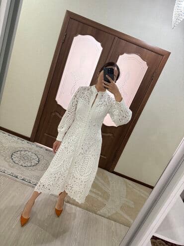 фата на девичник: Свадебное платье, S, Гипюр, А-силуэт, Турция, Кружево, Новый — 1