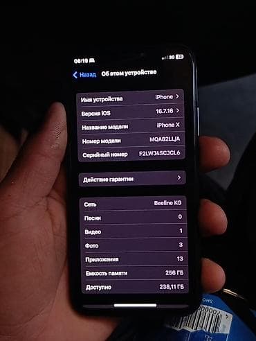 Техника и электроника: IPhone X, 256 ГБ, Space Gray, Зарядное устройство, 100 % — 1