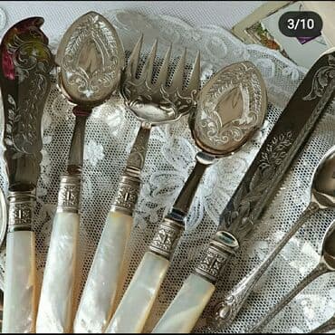 из серебра: Продаю шикарный антикварный комплект приборов для сервировки стола — 4