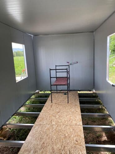 container house дома из контейнеров бишкек, контейнеры в бишкеке фото: Модульный контейнер серого цвета с дверью и окном Подходит для — 7