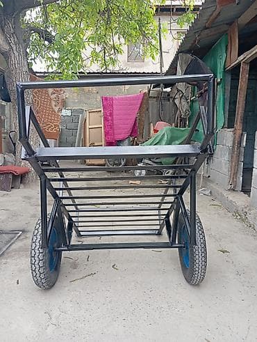 Садовые инструменты и инвентарь: Садово-строительная тачка и тележка, Стальная, Двухколесная, Новый — 2