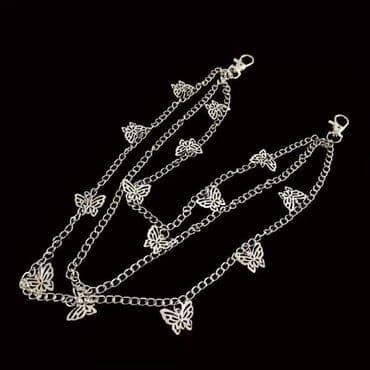 кранштейн для вещей: Цепочка поясная, красивое украшение в виде цепочек с бабочками - — 3